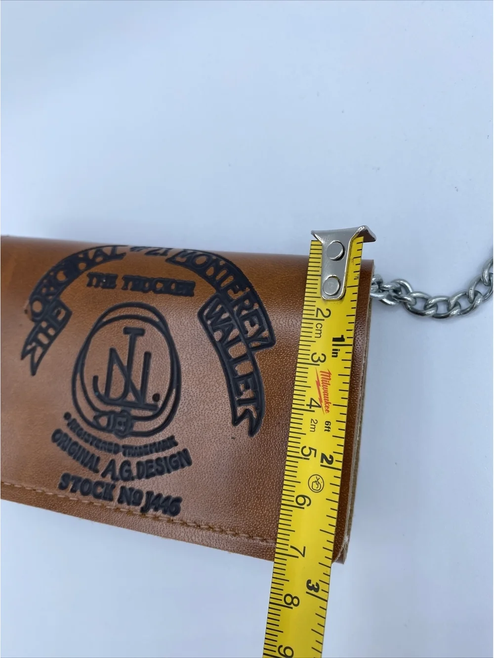 Men’s wallet, trucker biker, chain, brown simple